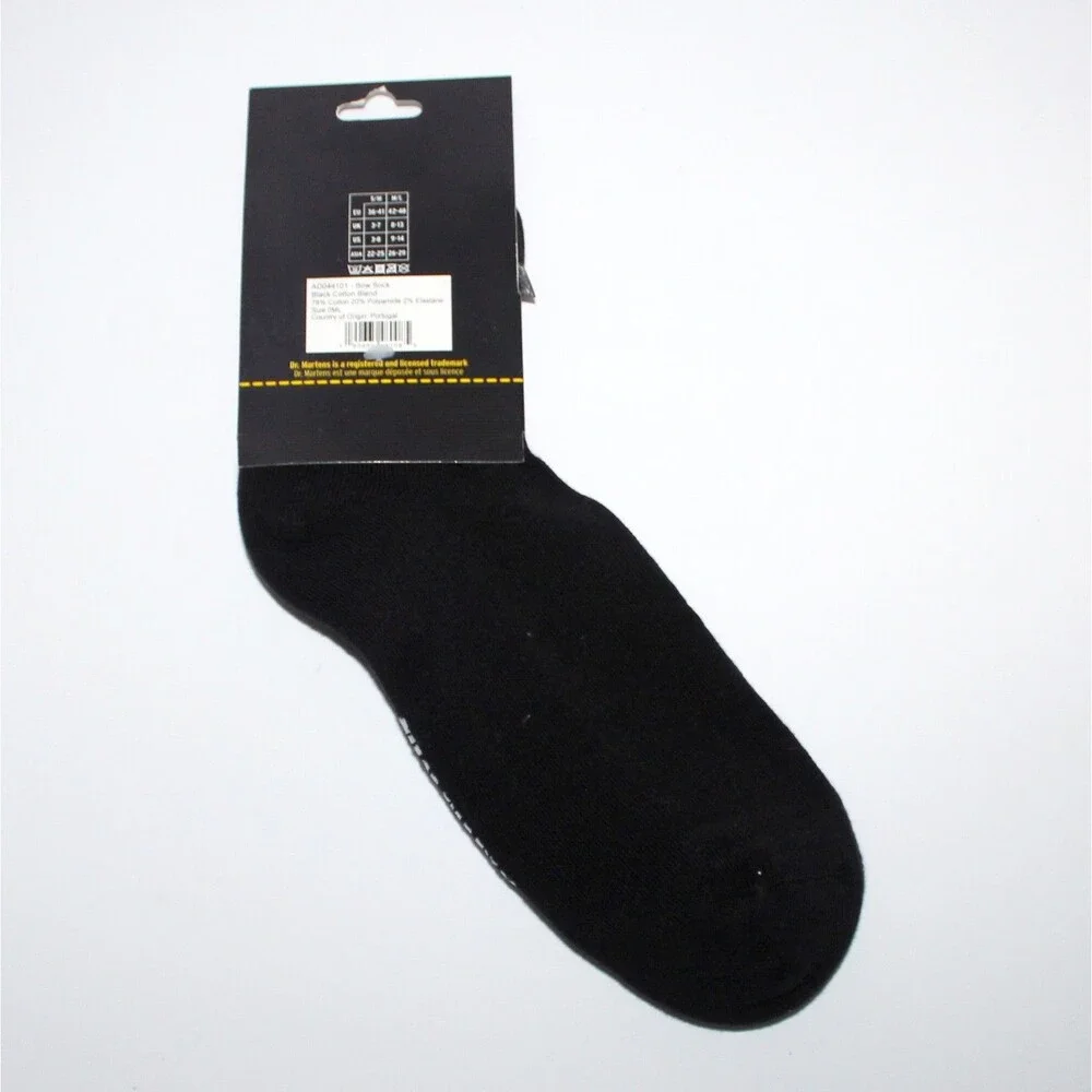 Dr. Martens Black Bow Crew Socks woman M/L AirWair cotton blend rock punk goth